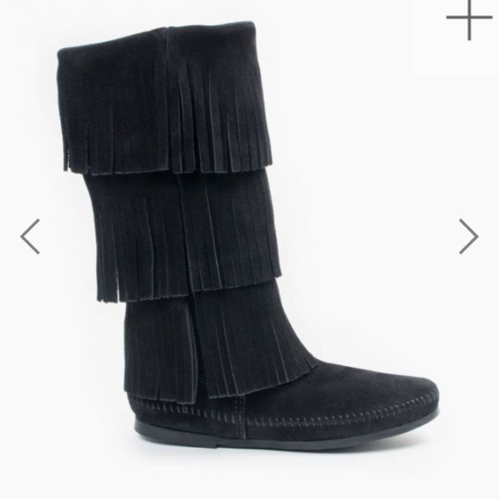 Black 3 Tier Minnetonka Booties